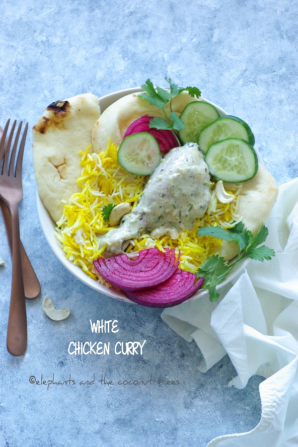 White chicken curry, rich and creamy