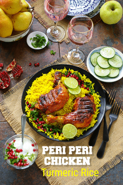 Peri peri chicken with Turmeric rice