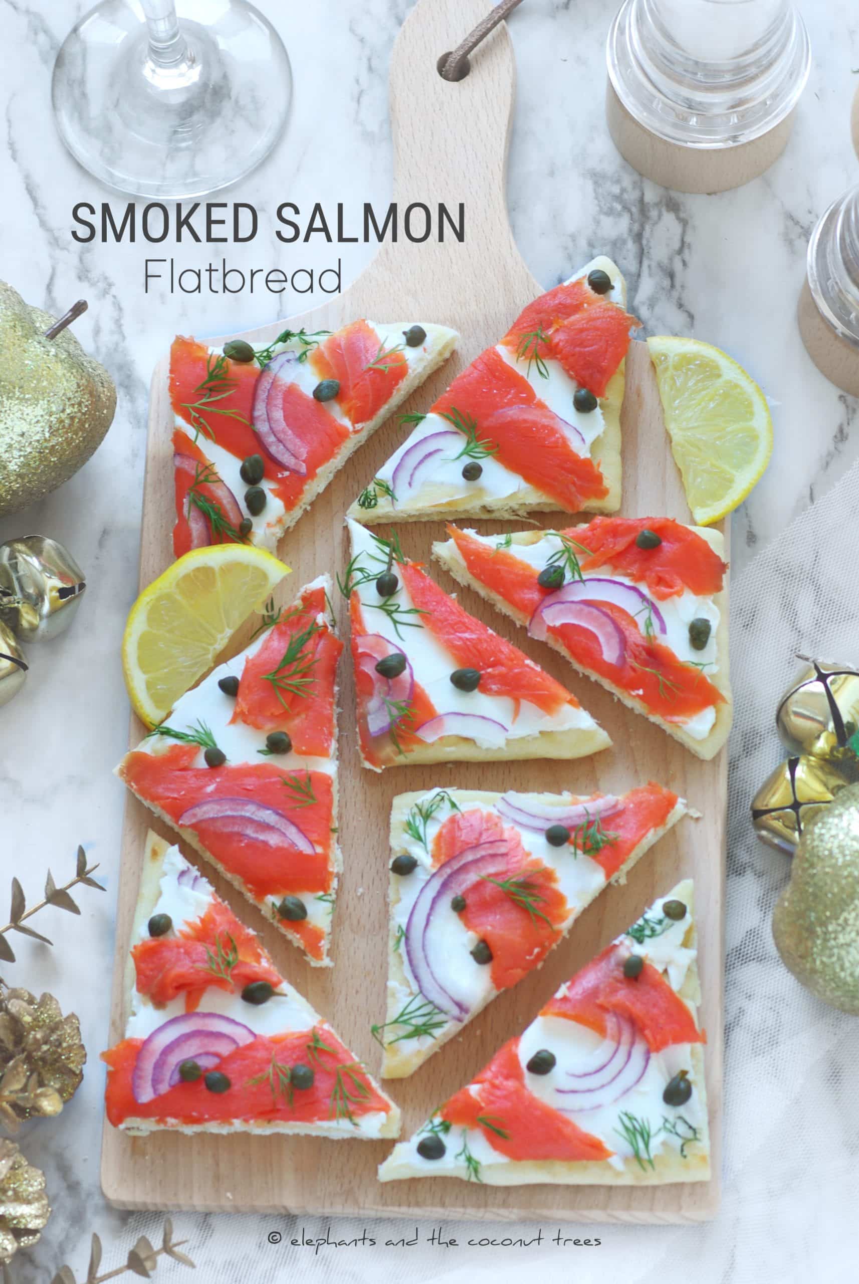 Smoked salmon flatbread is a stunning appetizer that comes together in 5 minutes.